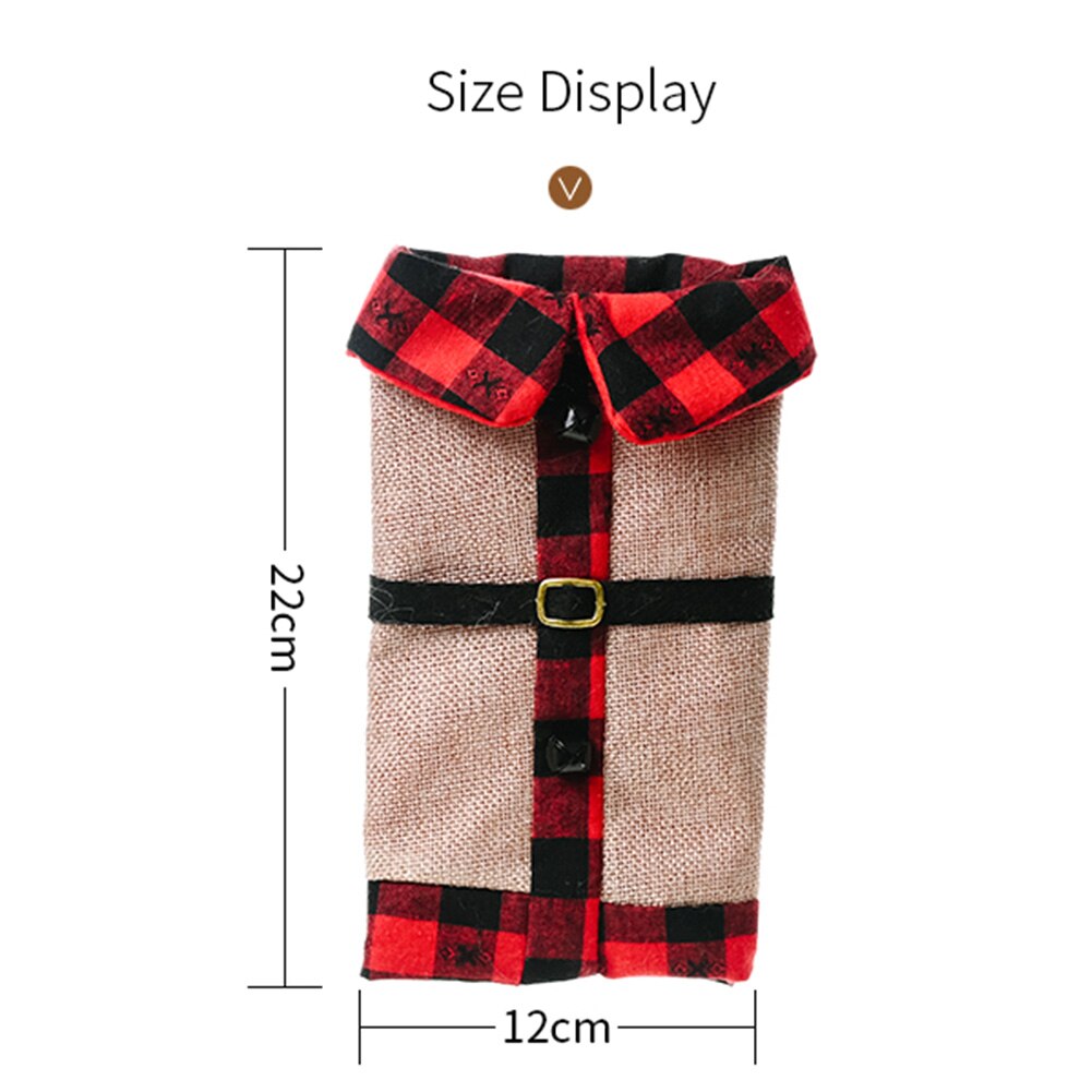 Wzór w kratkę z tkaniny święty mikołaj garnitur pokrowiec na termofor robić szampana worek robić pakowania świąteczny obiad dekoracja stołu