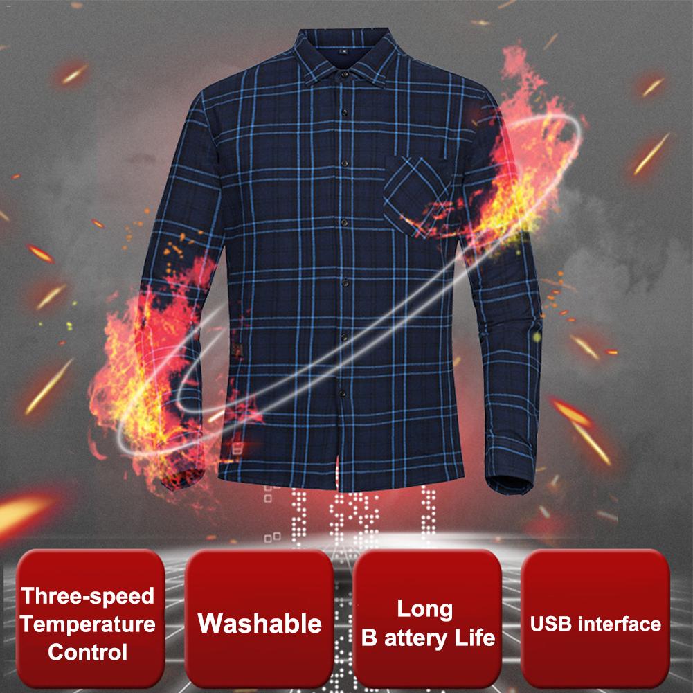 Heating Jacket For Man Winter Outdoor Wamer Jacket With Heated Shirt Wild Plaid Shirt Heating Suit Washable Windproof Jacket