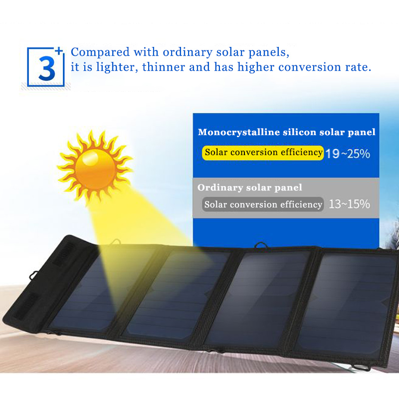 30w 5v vikbar solpanelladdare solkraftsbank för mobiltelefon camping utomhus
