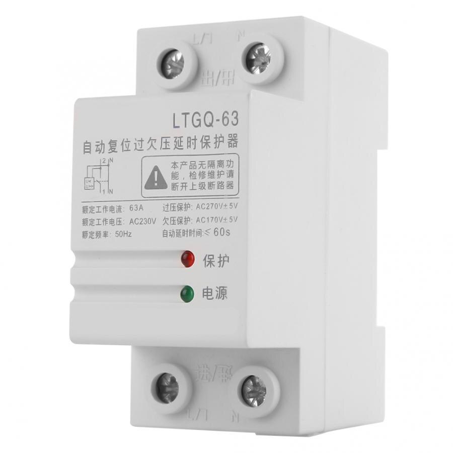 230V 2P63A verzögerung relais modul Einstellbar Automatische Verbinden Überspannung Und Unter Spannung Schutz Relais
