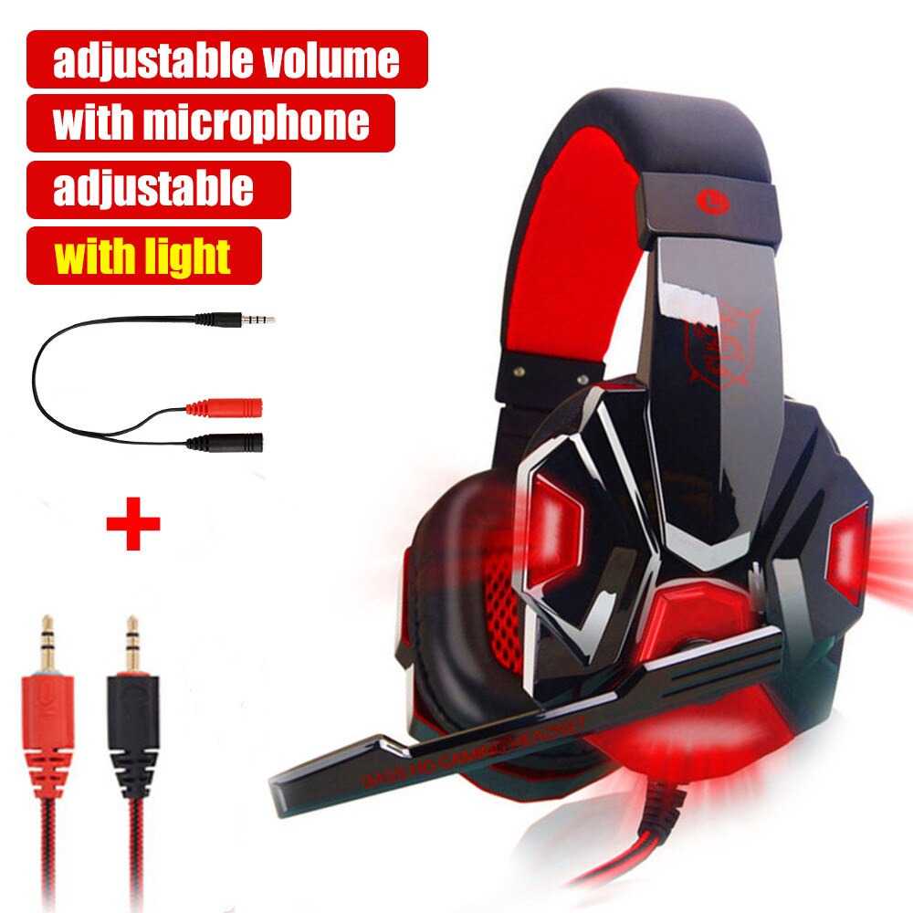 G2000 G9000 Gaming Headsets Big Headphones with Light Mic Stereo Earphones Deep Bass for PC Computer Gamer Laptop PS4 X-BOX