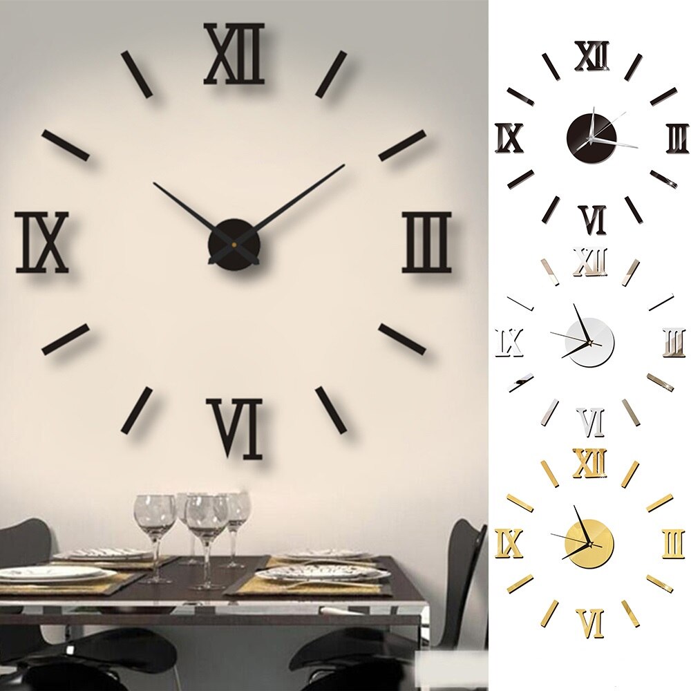 Diy Wandklokken 3D Spiegel Effect Klok Acryl Muursticker Art Woonkamer Home Decor Modern Horloge Quartz Naald horloge