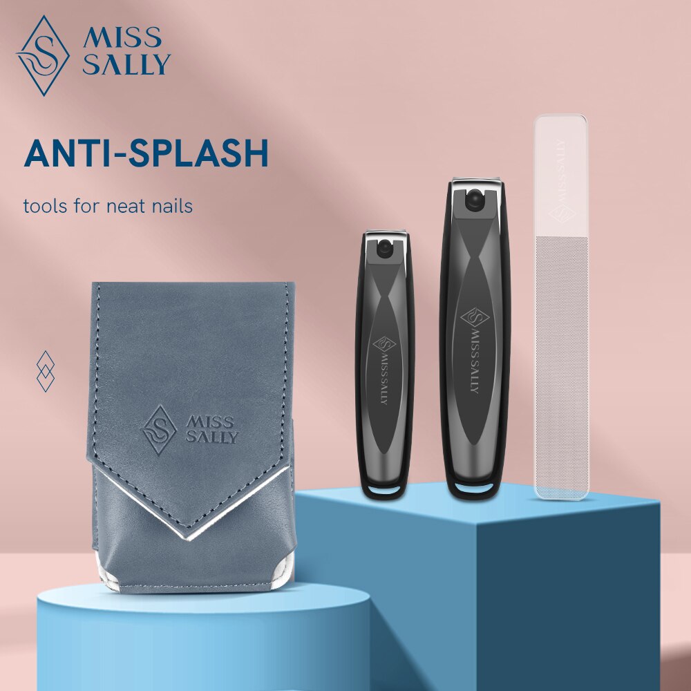 Miss Sally Stainless Steel Nail Clippers Set Anti-Splash Nail Cutter Fingernail Scissors Manicure Pedicure Tools