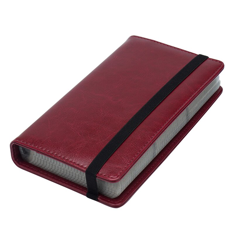 Rött unisex bankkort 120 kort visitkortsbok med snöre pu läder kreditkortshållare stor kapacitet