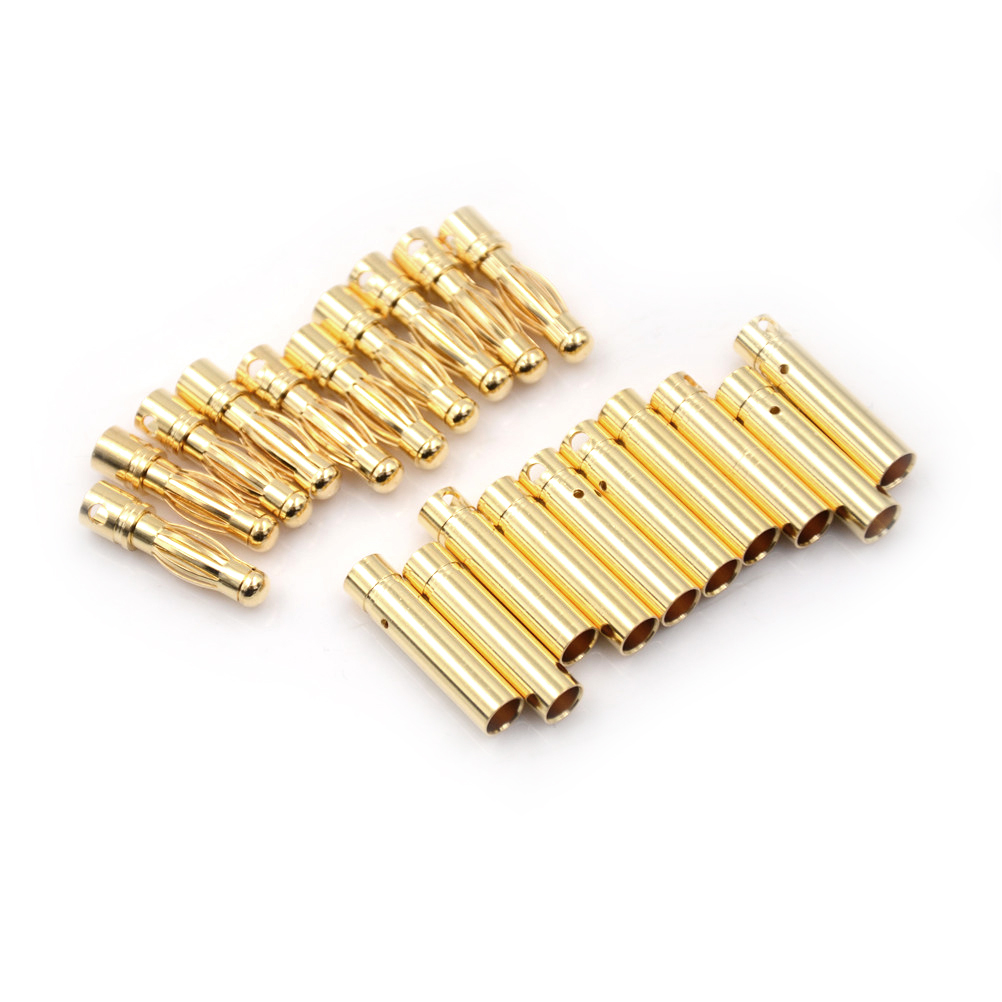 Conector Banana de bala chapado en oro, batería RC de 4mm, macho y hembra, , lote de 10 pares