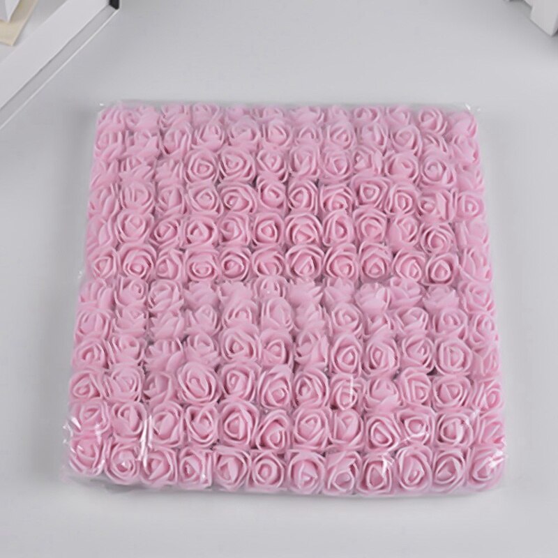 144 stk 2.5 cm mini plus garn skum rose buket bryllup blomster dekoration små roser sukker æske tilbehør simulation blomster