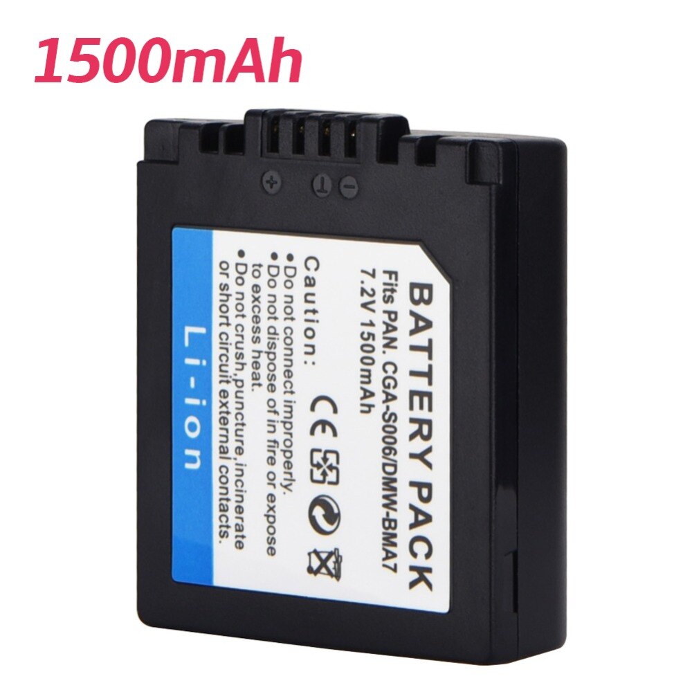 7,4 V 1500mAh CGA-S006 DMW-BMA7 CGR-S006E reemplazo de la batería para Panasonic Lumix DMC-FZ7 FZ8 FZ18 FZ35 FZ28 FZ38 FZ30