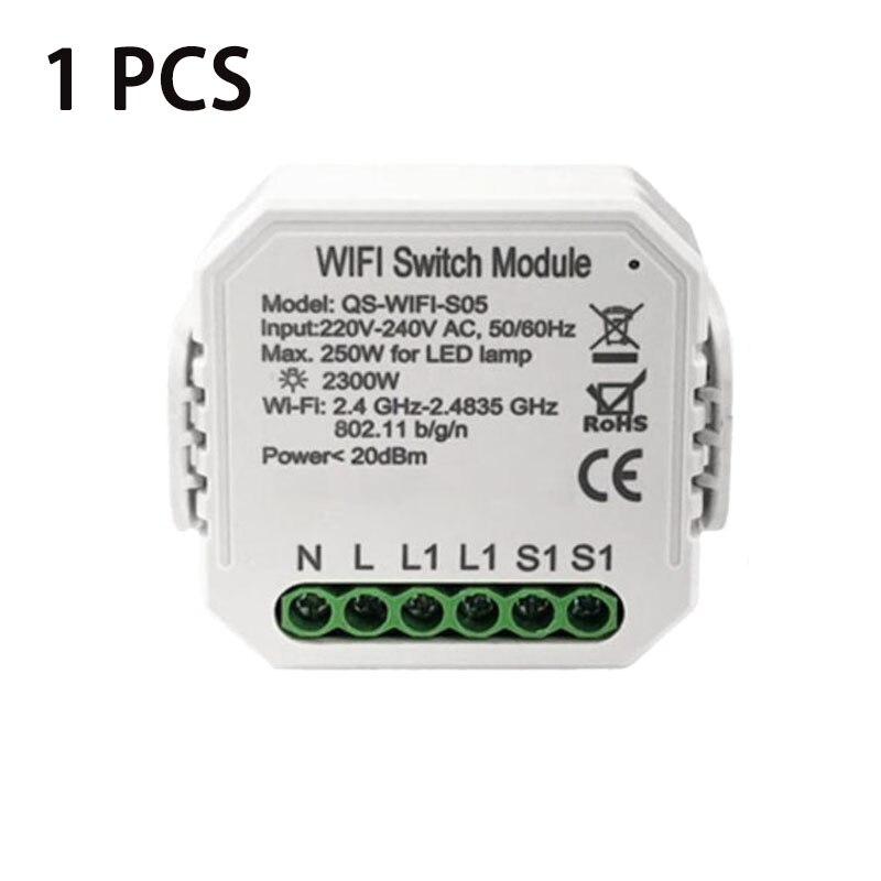 5Pcs Tuya Wifi Power Meter Switch Module Wireless Relay Switch Consumption Monitor Measurement For Alexa Google Home Smart Life: Army Green