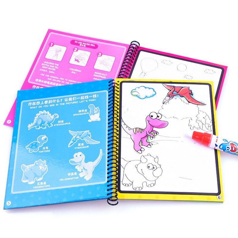 Cartoon Magie Wasser Zeichnung Buch Färbung Malerei Montessori Spielzeug Für Kinder Magic Pen Zeichnung Bord Eduactional Kinder