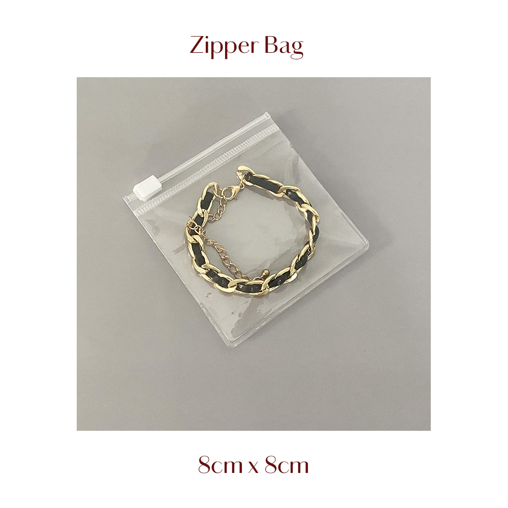 Bolsa con cremallera para joyería, plástico PVC transparente, pulsera, collar, pendientes, bolsa de para embalaje de pequeñas empresas, 10/20 Uds.: BLANCO
