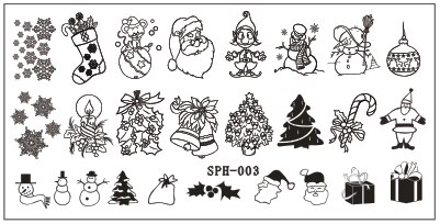 Placas de estampado para manicura, estampador con patrón de Navidad y Halloween, imágenes de uñas, plantilla de manicura, herramientas de arte de uñas: SPH003