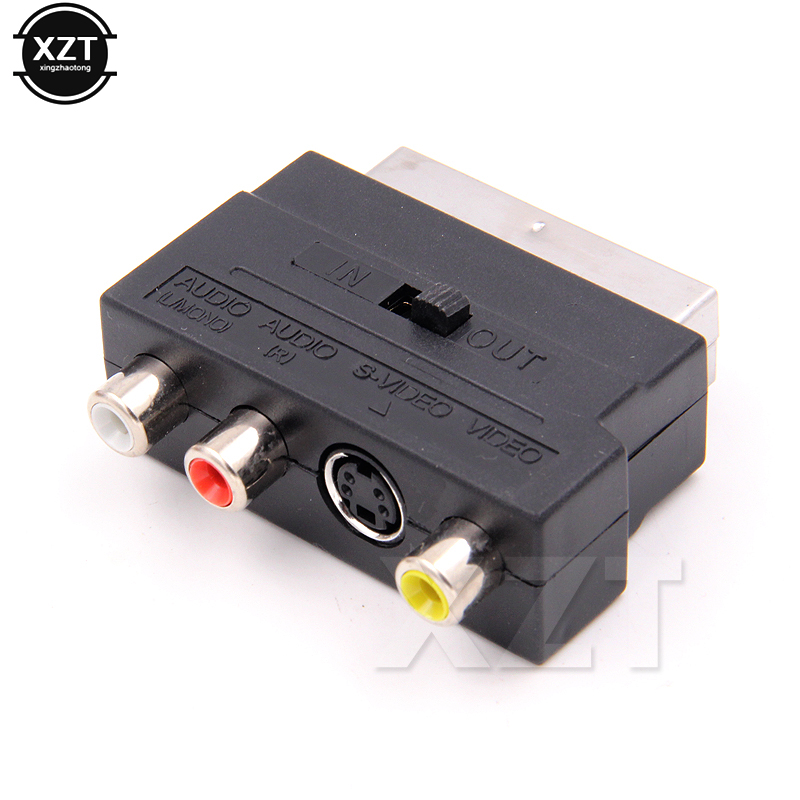 21 pines RGB Scart a 3 RCA s-video AV TV adaptador RGB Scart a conector de Audio compuesto proyector de televisión