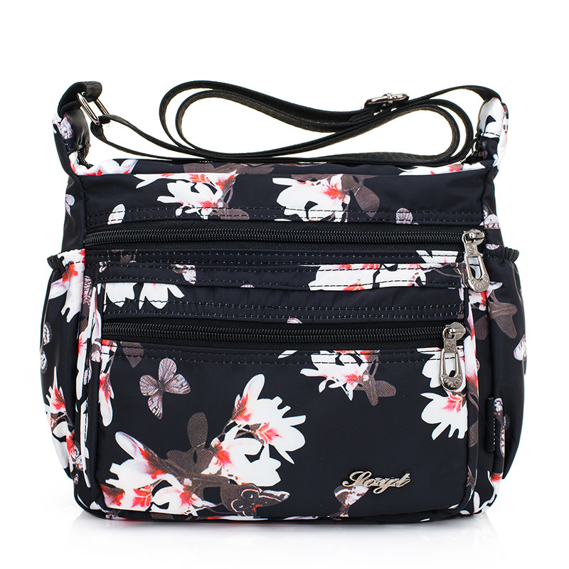 Håndtasker kvinder blomster sommerfugl trykt vandtæt nylon skuldertasker retro crossbody taske bolso sac en hoved femmel: Magnolia blomst