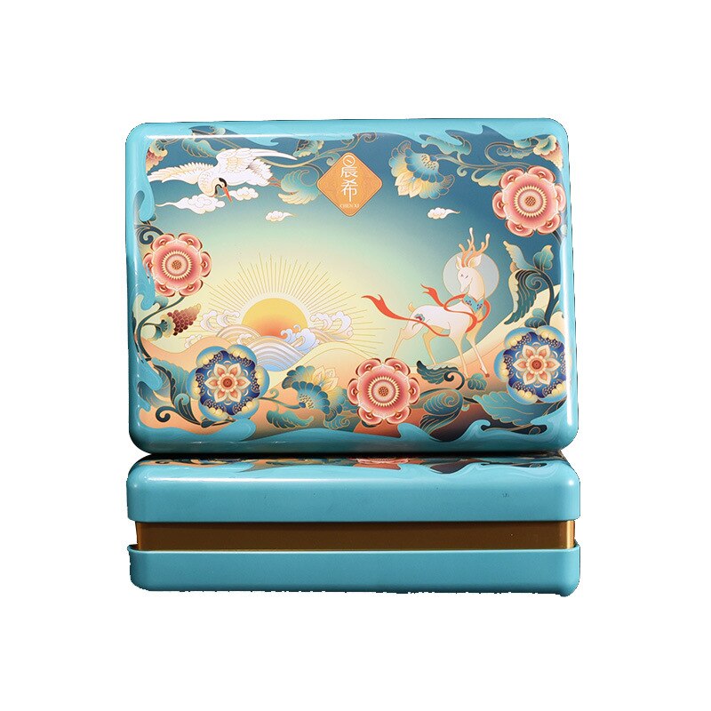 Universal Small Tea Tin Box, Green Tea Universal Black Tea Mid-autumn Moon Cake Box Box Tea Container Tin Cans