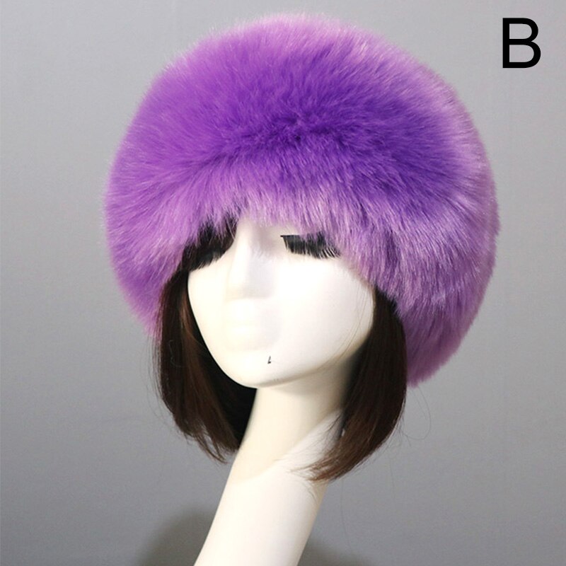 Kobiety futrzane czapki grube futrzane ciepłe sztuczne futro z lisa kapelusz jesień zima rosyjski gruby Bomber odkryty Earwarmer Ski pusty cylinder czapki: B