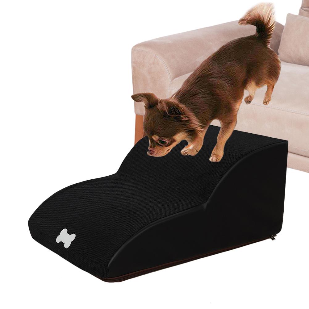 Dog Cat Stairs Ladder Pet Stairs Step Dog Ramp Sofa Bed Ladder 2 Layers Slope High-density Sponge Non-slip Bottom: Black