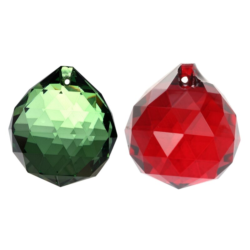 Feng shui kristallen bol  - 40mm groen & 30mm rood