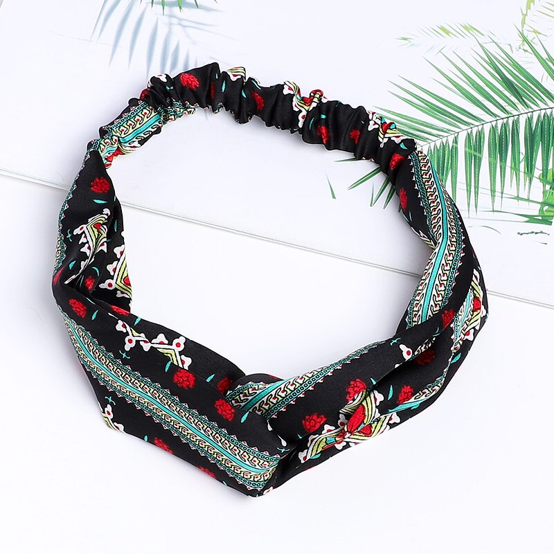 1pc vrouwen eenvoudige bloemen en bomen bos brede haarband doek knopen bladeren haarbanden kersen haar ring hoofdband voor meisje: 11