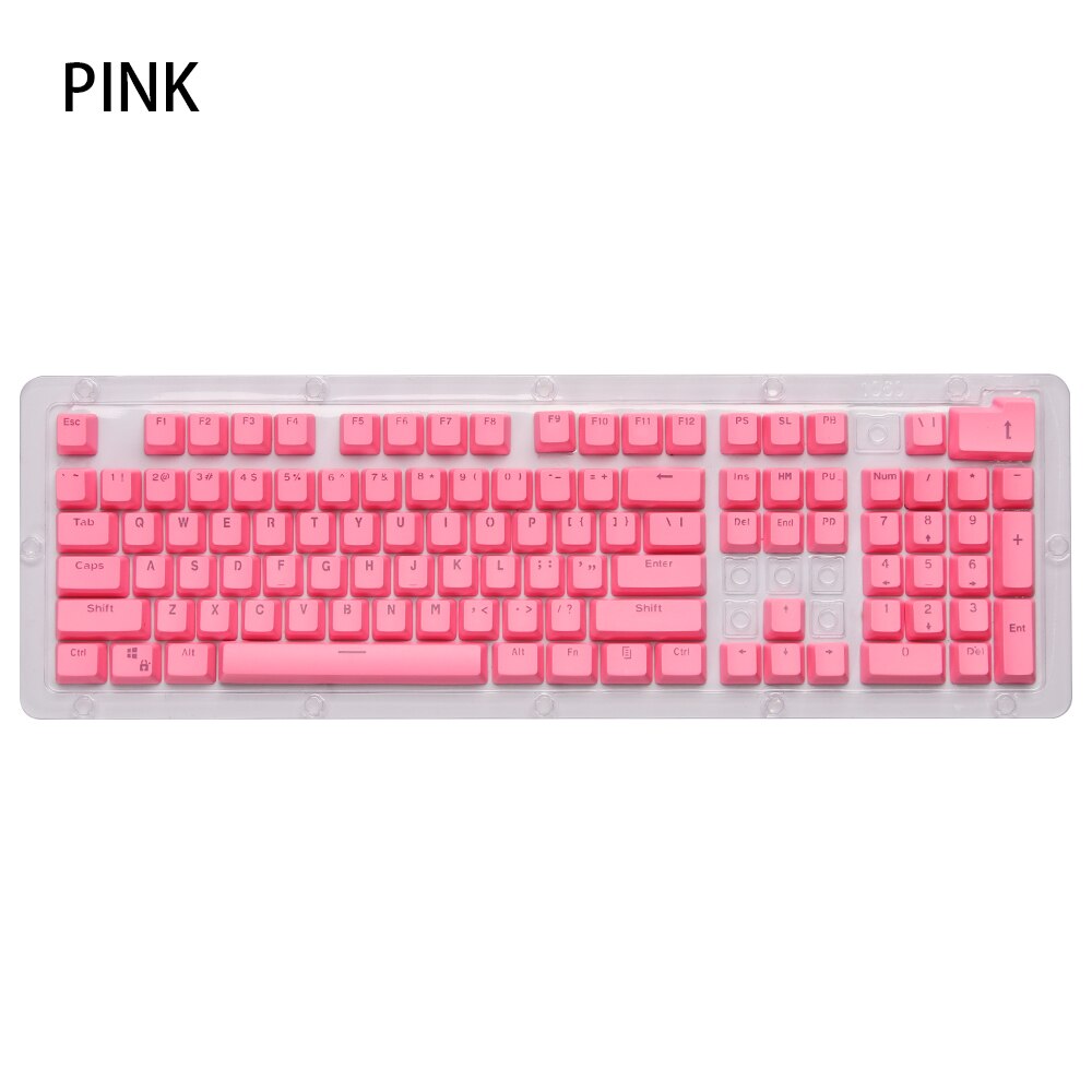 1Set 443*152*30mm Universal PBT 104 Keys Dual-color Backlit Mechanical Keyboard Keycap DIY Keyboard Accessories: Pink