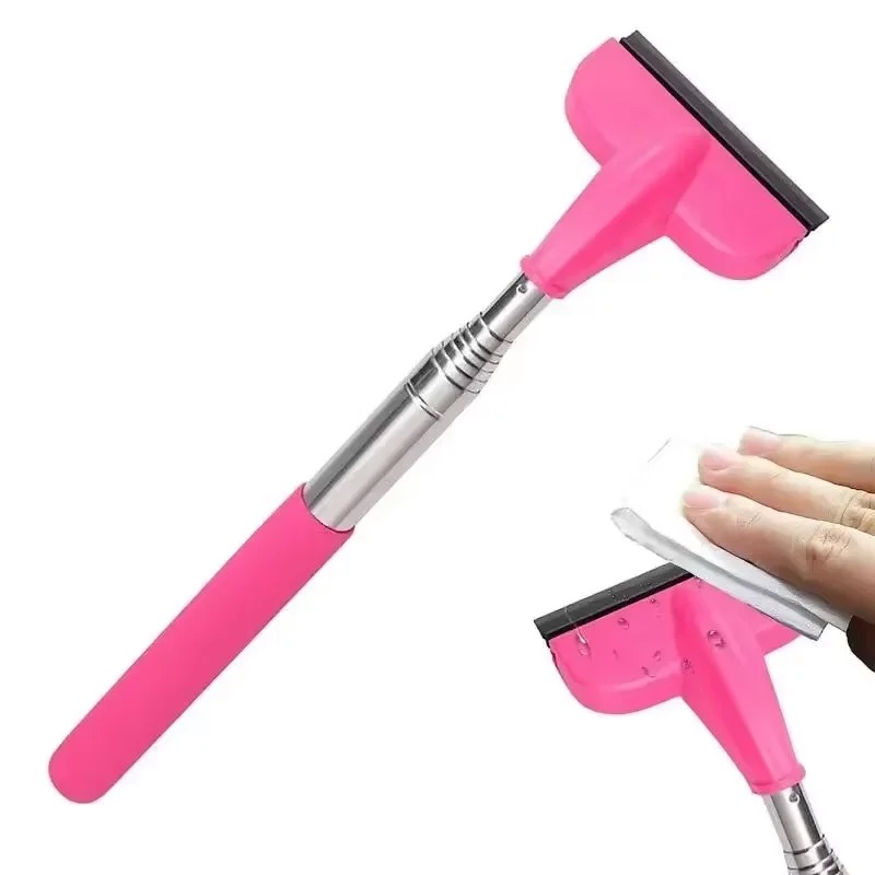 1/2 Pcs Rearview Mirror Wiper Telescopic Handle Rubber Scraper Cleaning Tool Car Rearview Mirror Wiper