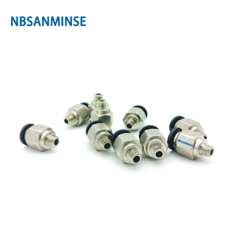 10 stks/partij PC M5 M6 1/8 1/4 3/8 1/2 Buis Pneumatische Push In Connector Koppeling Air Male Fitting Plastic connector Sanmin