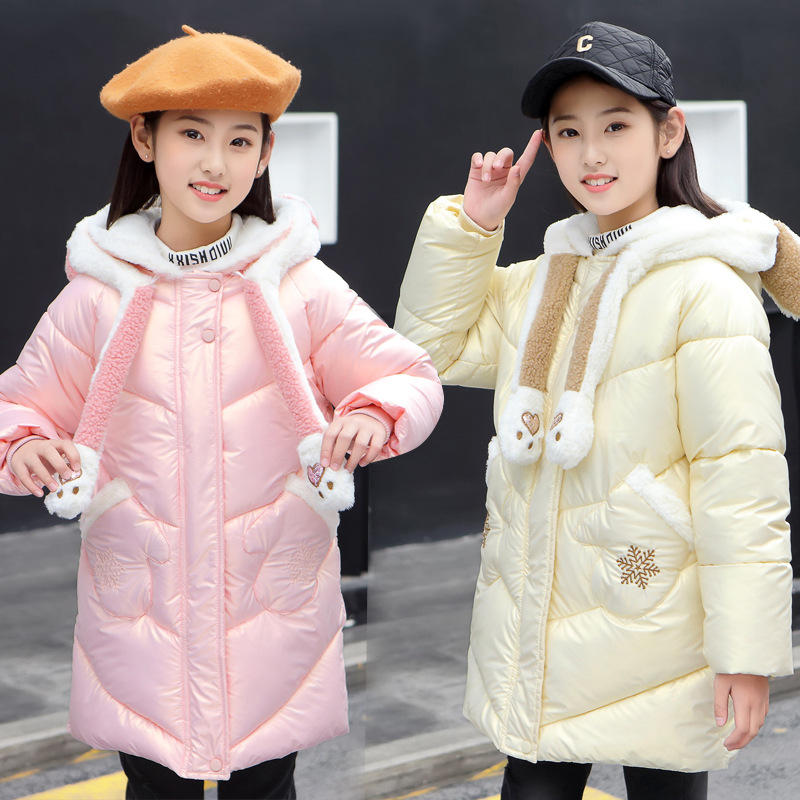 Chaqueta acolchada de algodón con dibujos animados para niñas, abrigo pesado de para adolescentes, prendas de vestir con capucha, 5, 6, 7, 8, 9, 10, 11, 12 Y 13 años, Invierno