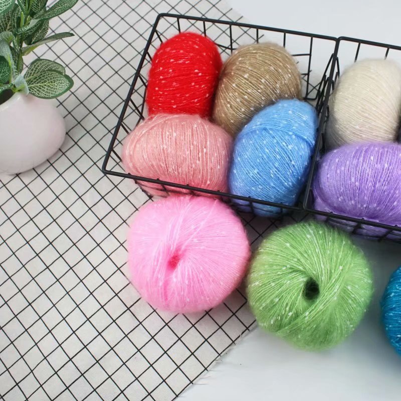 Fil mélangé coloré de laine de Crochet de tricotage de ligne de Mohair teint fin 50 mètres/fil de coton anti-boulochage de boule pour le travail d'aiguille