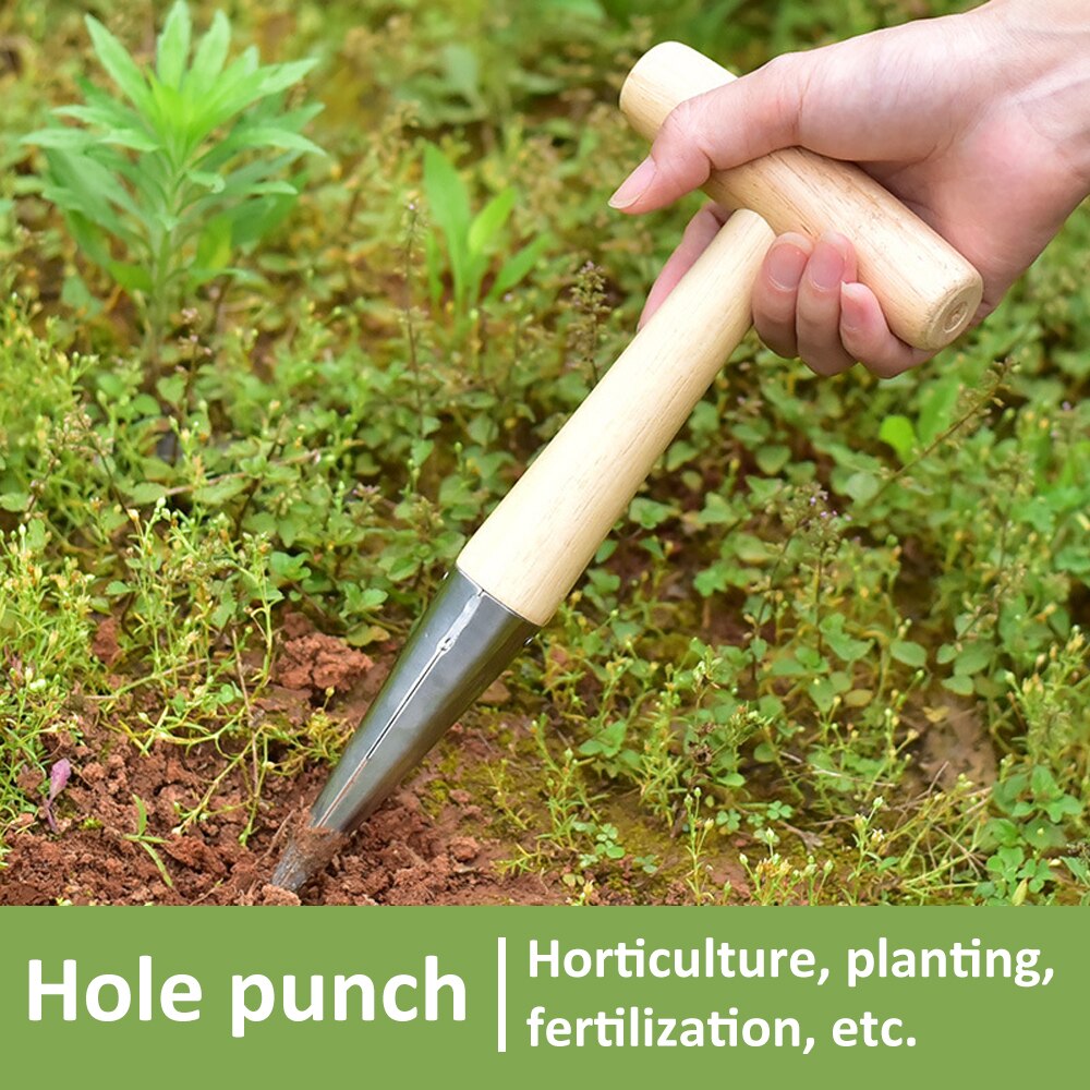Herramienta de perforación para agujeros, siembra de plantas en maceta, Color madera, suministros creativos de jardinería