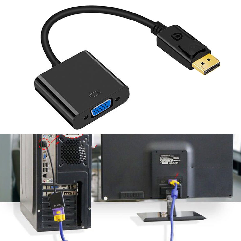 Display Port Accessories Displayport Converter Adapter Cable Monitor Portable Video HDTV DP To VGA Laptop PC Computer HD