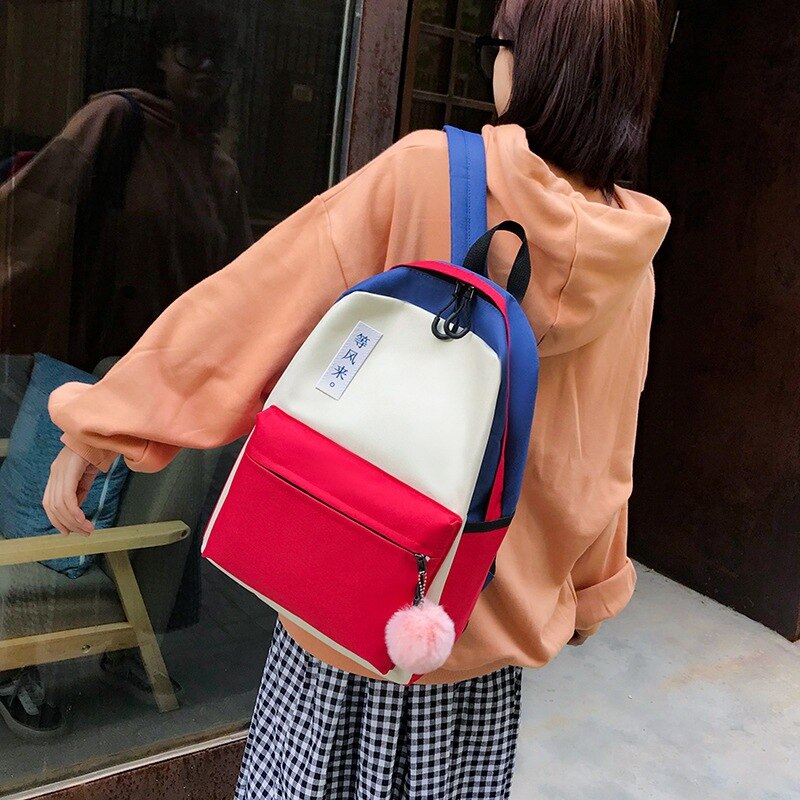 Conjunto de lona feminino, conjunto de lona, mochila feminina, grande capacidade, de viagem, escola, com caixa de lápis, bolsa para laptop diária