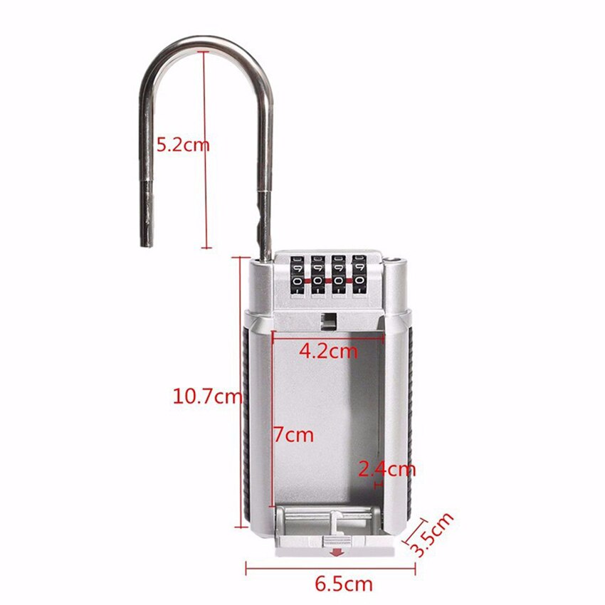 Key Lock Box, Portable 4 Digit Combination Lock Box Wall Mounted Indoor/Outdoor Waterproof Key Lock Box, for Spare Keys