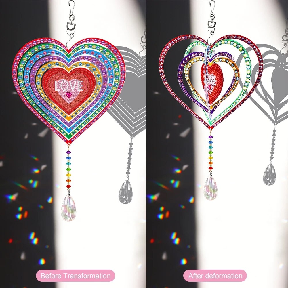 Exquisite Rotatable Wind Chime Kit 5D Diamond Painted Shaped Diamond Embroidery Pendant DIY Craft Mosaic Home Decor