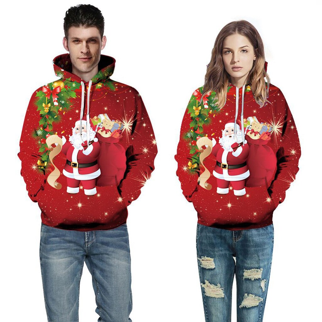 Couple's Long Sleeve Joggers Hoodies Sweatershirt 3D Christmas Printing Pullover Hoodies Sportswear Tops Leisure Shirt#1125: L3 / 029817RD