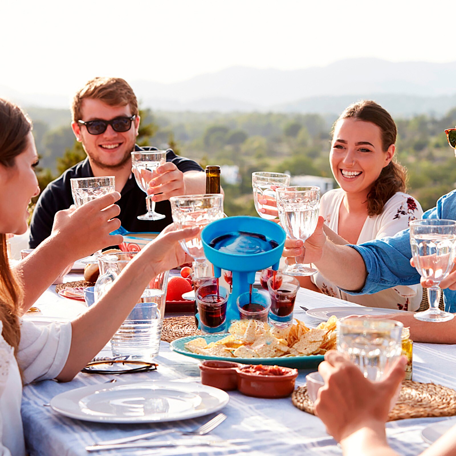 6-Shot Glass Dispenser Holder Wine Whisky Beer Dispenser Rack Bar Accessory Drinking Party Games Glass Dispenser Drinking Tools