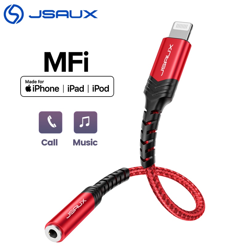 Jsaux Iphone Adapter Mfi Lightning Naar 3.5Mm Hoofdtelefoon Adapter Voor Iphone 11 Pro 8 7 Aux 3.5Mm Jack kabel Voor Telefoon Accessoires