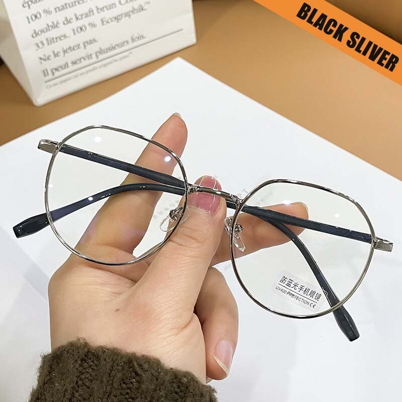 Transparent Computer Glasses Frame Women Men Anti Blue Light square Eyewear Blocking Glasses Optical Spectacle Clear Eyeglass: Black sliver