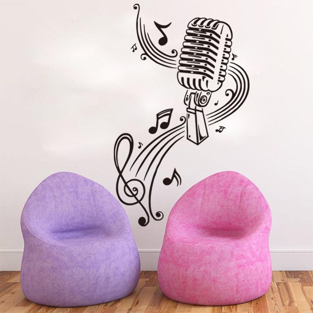Mural Microphone note mural Room Music Notes Hair bar Wall Stickers home decor Kids Room DIY poster paper Wall Sticker