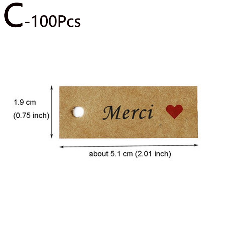 Etiquetas decorativas de Papel Kraft para , etiquetas colgantes de papel hechas a mano, etiquetas de papel para manualidades, etiquetas para ropa, accesorios para embalaje de , tarjetas de etiquetas, 100 Uds.: C