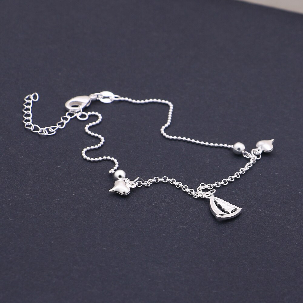 Frauen Fußkettchen Schmuck, 925 Sterling Silber Fußkettchen Für Dame. Schmuck Glatt Segeln Fußkettchen