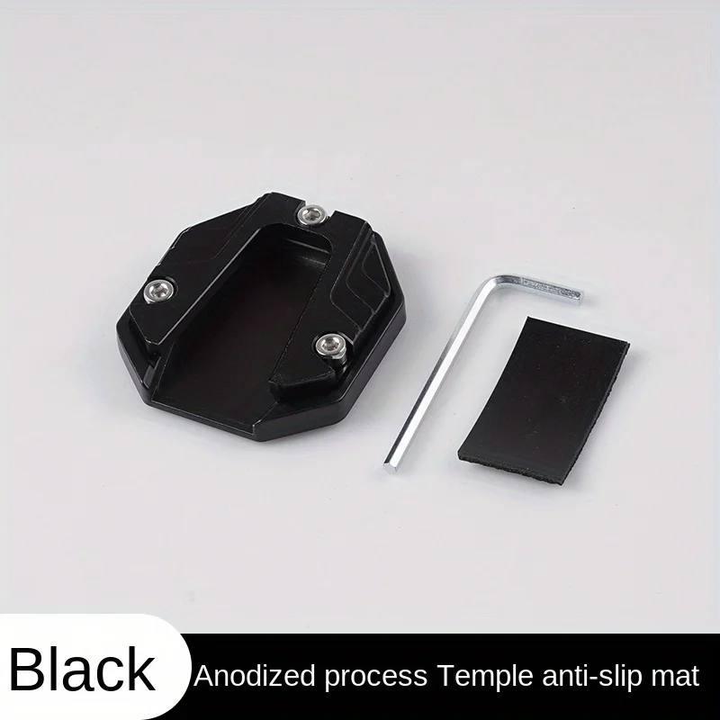 Extensor Universal de soporte para motocicleta y patinete, soporte lateral para pie, placa de soporte antideslizante, Base agrandada: Negro