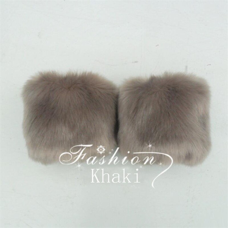 Autumn Winter Solid Thicken Faux Rabbit Fur Arm Warmers Women Cuff Wrist Warmer Men Soft Fluffy Short Sleeve W106