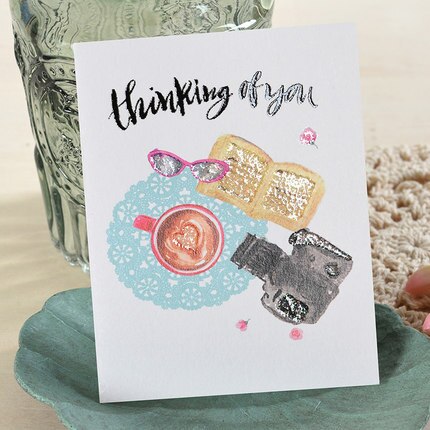 Birthday greetings card mini valentine's day message thank you small CARDS Pink girls CARDS flowers lipstick flamingos: style 15