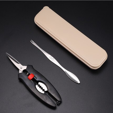 XMT-HOME Seafood tool crab cracker scissors fork shrimp peeler seafood set kitchen gadgets 1set: 2pcs with box
