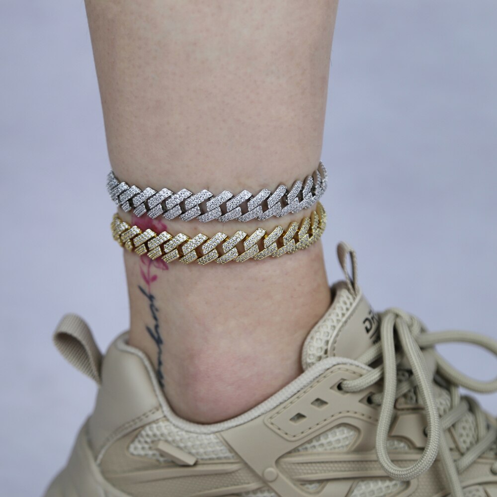 Parking Cz Baguette Anklet Hip Hop Punk For Wonem Jewelry 12mm Iced Out Cubic Zircon Miami Curb Cuban Link Chain Anklets