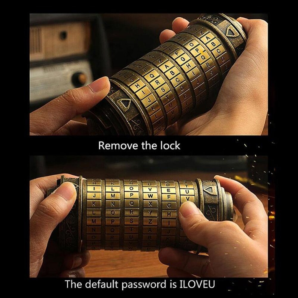 Valentine Password Combination Lock Retro Birthday Valentine Box Cylinder Lockbox Da Vinci Code Alphabet Locks