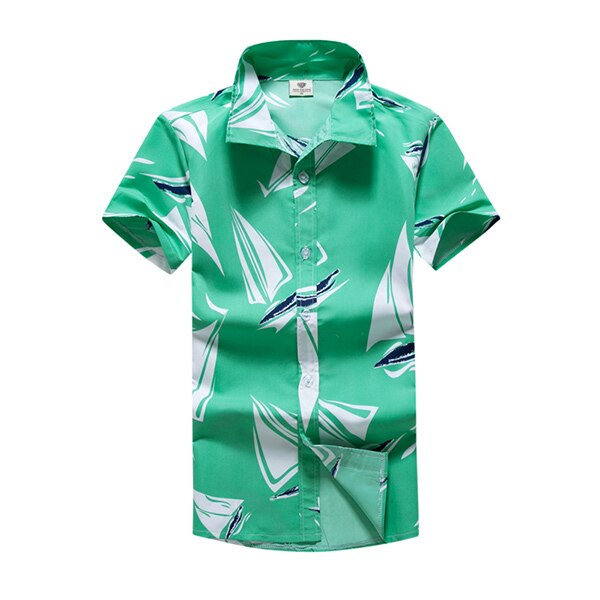 Sommer mænds løs trykte t-shirt hurtigtørrende strandtøj polo collar afslappet kortærmet t-shirts toppe til mænd: M