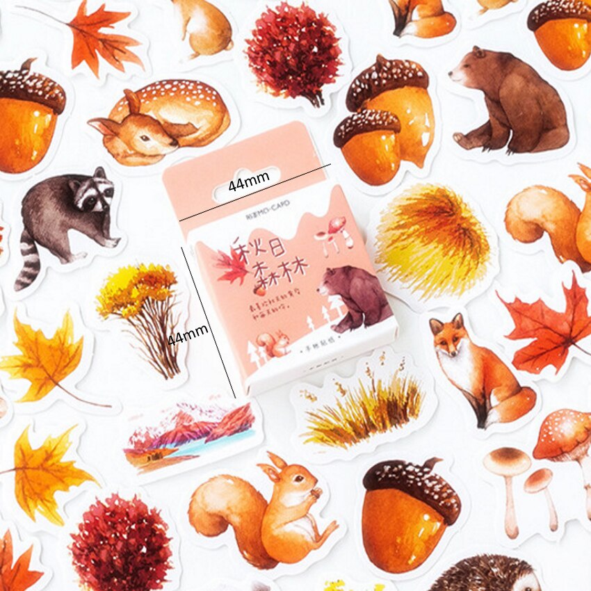46pcs/box Lovely Autumn forest animals Stickers Cartoon Sticker DIY Diary Stationery Sticker for Childrene DIY Stickers