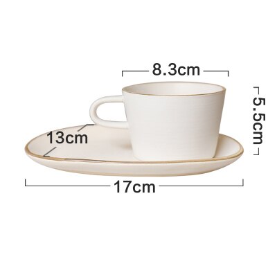 Japanese Retro Cup Saucer Set Ceramic Coffee Breakfast Cup Stoneware Cup Set: Set A