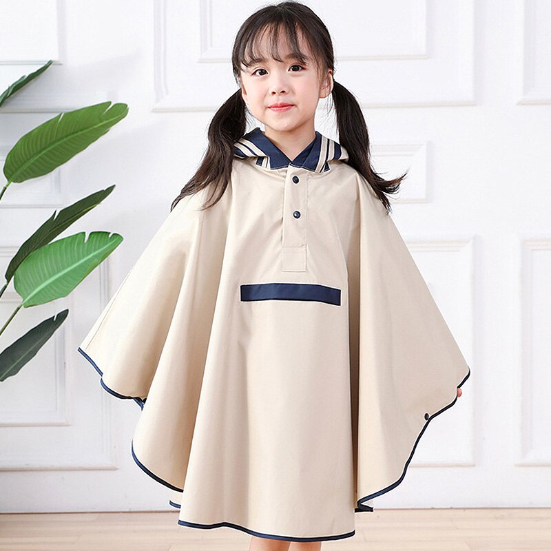 Kids Children's Windproof Raincoat Waterproof Hooded Raincoat Kindergarten Kids Baby Stereo Poncho With School Bag Outerwear