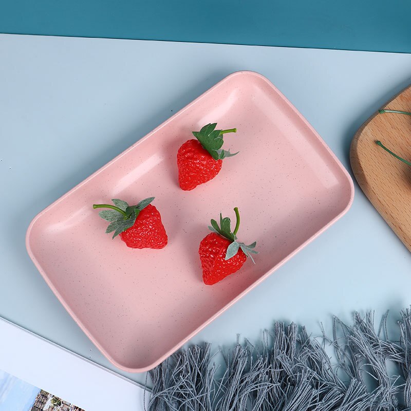 4 pezzi piatto di paglia di grano piatto rettangolare creativo stile nordico piatto di verzura ristorante casa spuntino piatto di frutta